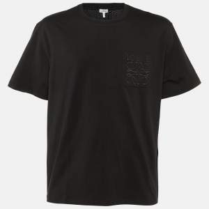 Pre Owned Loewe Black Cotton Anagram Embroidered Relaxed Fit T-Shirt L