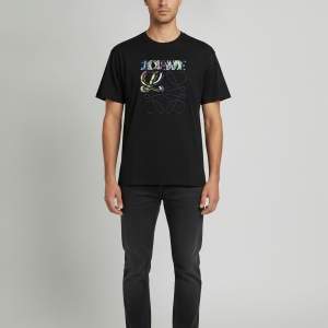 Pre Owned Loewe Black Cotton Glitch Anagram Embroidered T-Shirt XL