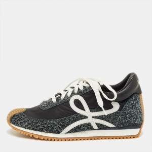 Pre Owned Loewe Grey/Black Suede and Nylon Flow Runner 2.0 Sneakers Size 42