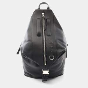 Loewe Black Leather Convertible Rucksack Backpack