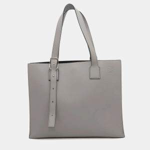 Loewe Asphalt Gray Calf Leather Buckle Horizontal Tote Bag 