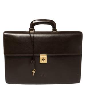 Loewe Brown Leather Lock Briefcase