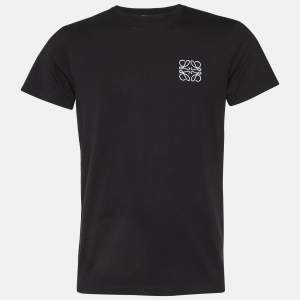 Loewe Black Anagram Embroidered Cotton Crew Neck T-Shirt S