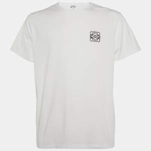Loewe White Anagram Embroidery Cotton Crew Neck T-Shirt XL
