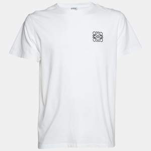 Loewe White Logo Embroidered Cotton T-Shirt L