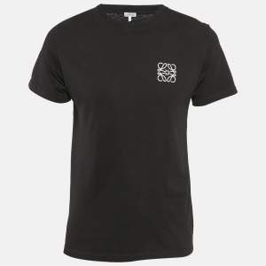 Loewe Black Anagram Embroidered Cotton Crew Neck T-Shirt S