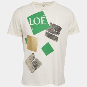 Loewe White Printed Cotton Knit Crew Neck T-Shirt XL