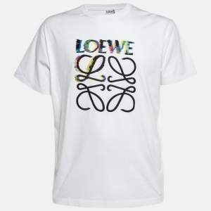 Loewe White Glitch Anagram Cotton Crew Neck T-Shirt L
