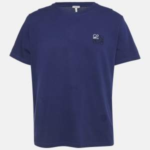 Pre Owned Loewe Blue Anagram Embroidery Jersey T-Shirt M