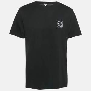 مملوكة مسبقًا Loewe Black Anagram Embroidery Cotton Crew Neck T-Shirt XL