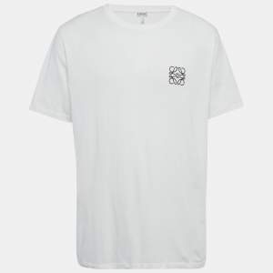 Pre Owned Loewe White Anagram Embroidery Cotton T-Shirt 3XL