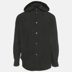 Pre Owned Loewe Black Cotton Hooded Overshirt Shirt L