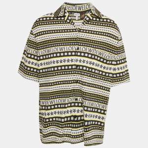 Pre Owned Loewe X Paula's Ibiza Multicolor Pattered Knit Bowling Shirt S 