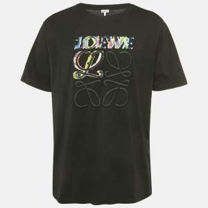 Pre Owned Loewe Black Anagram Embroidered Jersey T-Shirt XL