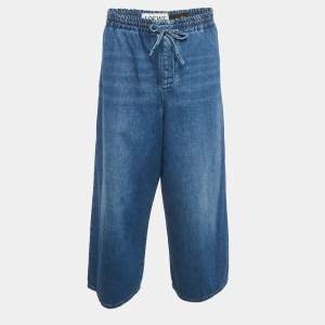 مملوكة مسبقًا Loewe x Paula's Ibiza Blue Denim Cropped Wide-Leg Pants S