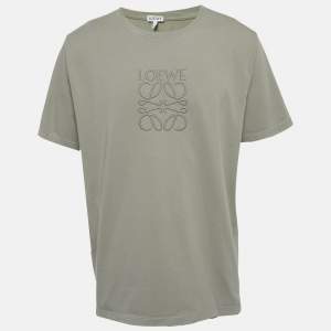 مملوكة مسبقًا Loewe Grey Anagram Embroidered Jersey T-Shirt L