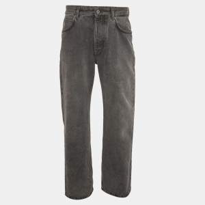 Pre Owned Loewe Grey Denim Straight Leg Buttoned Jeans M/Waist 32" 