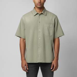Pre Owned Loewe Sage Green Gabardine Distressed Shirt M 