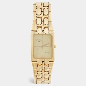 Longines Champagne Gold Plated Stainless Steel Vintage QWR 5742 Men's Wristwatch 24 mm