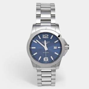 Pre Owned Longines Conquest L3.759.4.96.6 Blue Dial Stainless Steel Men's Wristwatch 41 mm