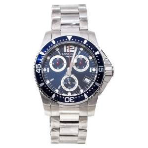 Longines Blue Stainless Steel Hydro Conquest L3.643.4.96.6 Men's Wristwatch 41 mm