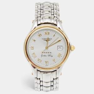 Longines Silver Two Tone Stainless Steel Golden Wing L3.606.5 Men's Wristwatch 33 mm