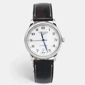 Longines Silver Stainless Steel Leather Master Collection L2.628.4.78.3 Men's Wristwatch 38.5 mm