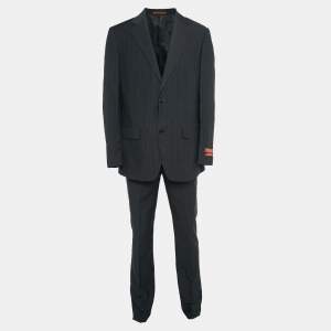 Loro Piana Black Pinstripe Wool Super 180's Suit L