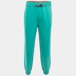 Pre Owned Loro Piana Green Cotton Knit Drawstring Joggers L