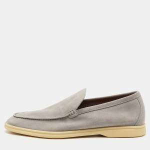 Loro Piana Grey Suede Summer Walk Loafers Size 43.5