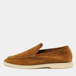 Loro Piana Brown Suede Summer Walk Slip On Loafers Size 43