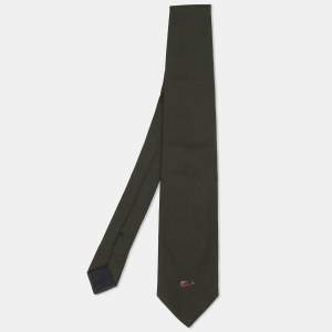 Loro Piana Olive Green Silk Tie