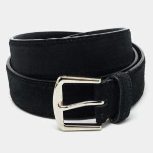 Loro Piana Black Suede Buckle Belt 95 CM