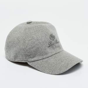 Pre Owned Loro Piana Grey Cashmere Storm System Baseball Cap XL