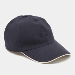 Loro Piana Navy Blue Logo Embroidered Microfibre Storm System Baseball Cap M