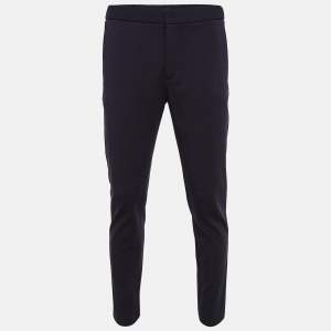 Pre Owned Loro Piana Navy Blue Wool Leisure City Straight Leg Trousers XL
