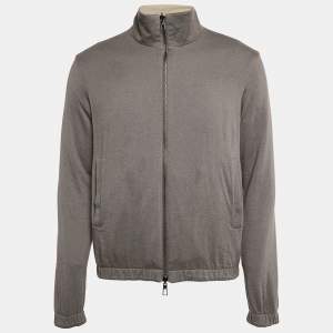 Pre Owned Loro Piana  Green Synthetic and Cashmere Reversible Windmate Bomber Jacket M