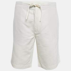 Pre Owned Loro Piana White Herringbone Regular Short XXL