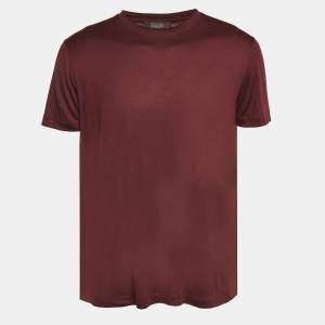 Pre Owned Loro Piana Burgundy Jersey Crew T-Shirt XL