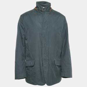 Loro Piana Charcoal Grey Nylon Blend Zip-Up Jacket M