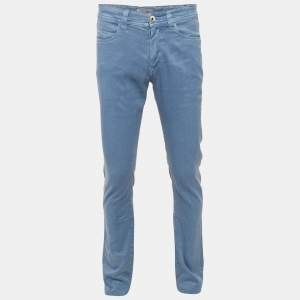 Pre Owned Loro Piana Blue Linen Blend Slim Fit Pants S