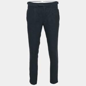Pre Owned Loro Piana Navy Blue Linen Blend Slim Fit Tapered Pants M