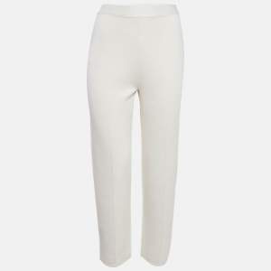 Pre Owned Loro Piana Ivory Stretch Knit Trousers S 