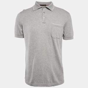 Pre Owned Loro Piana Grey Cotton Polo T-Shirt M