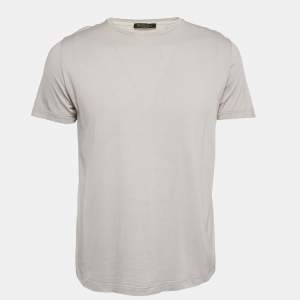 Pre Owned Loro Piana Grey Cotton Blend Crew Neck T-Shirt M