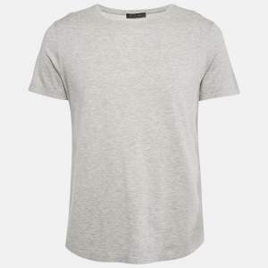 Pre Owned Loro Piana Grey Cotton Crew Neck T-Shirt M 
