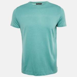 Pre Owned Loro Piana Green Cotton Blend Crew Neck T-Shirt M