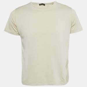 Pre Owned Loro Piana Beige Silk Blend Crew Neck T-Shirt S