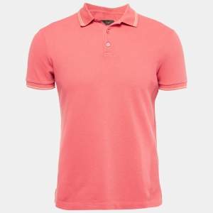 Pre Owned Loro Piana Orange Cotton Pique Polo T-Shirt M