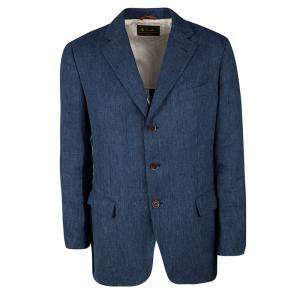 Pre Owned Loro Piana Blue Linen Tailored Blazer L